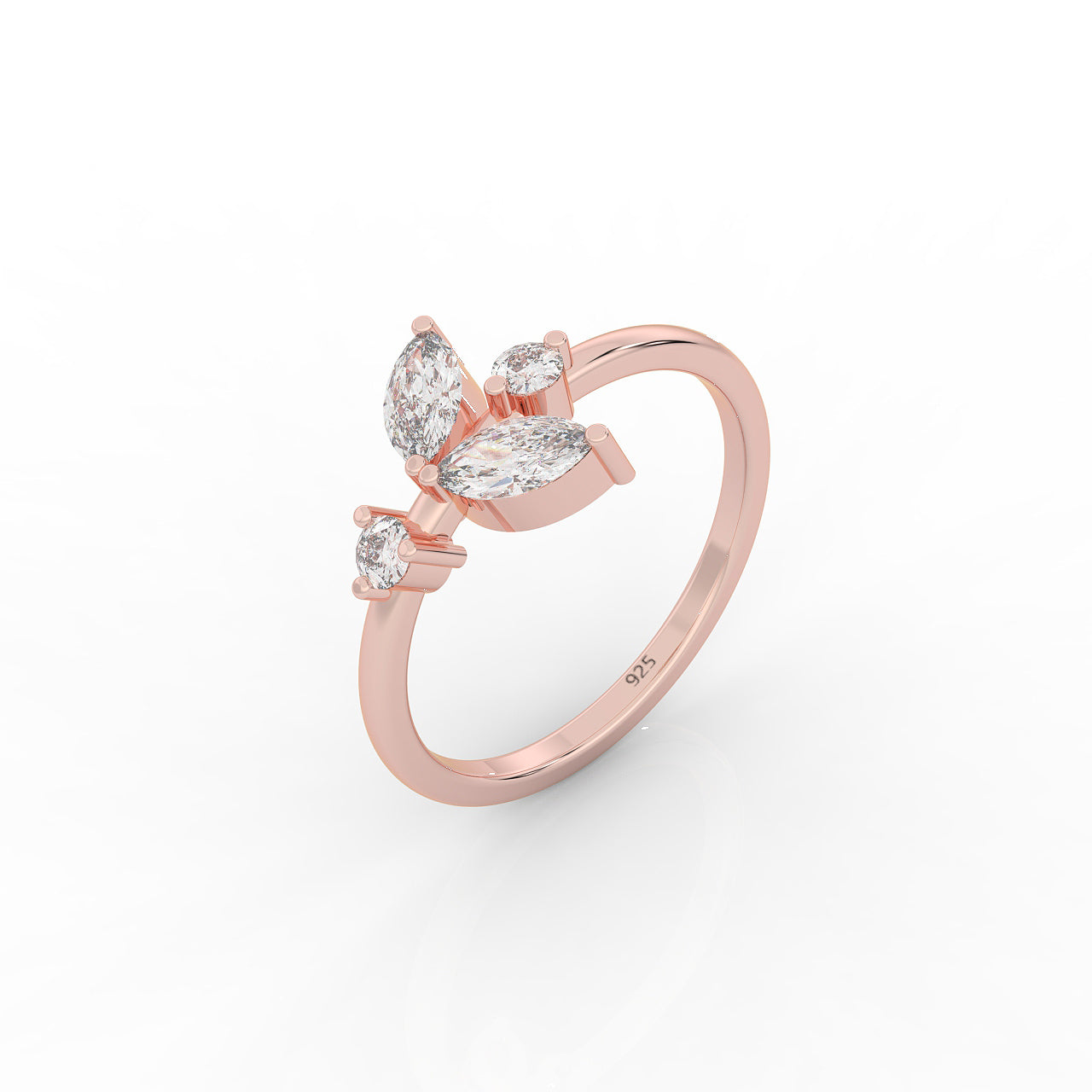 Minimalist Pear Cut Shiny Ring- Hallmarked 925 Sterling Silver Rose Gold - sitabo